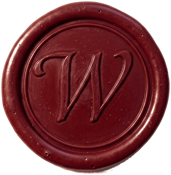 The seal of the house: a W pressed into oxblood wax